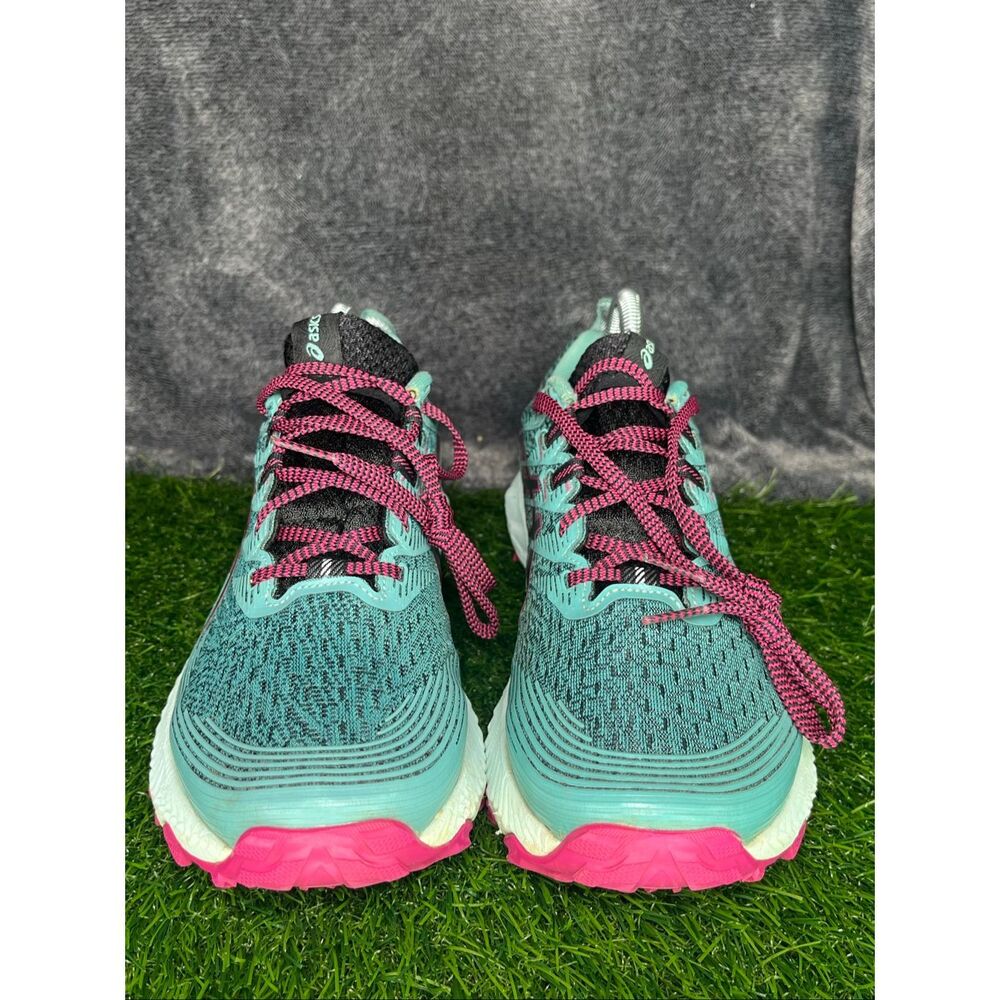ASICS Gel Trabuco 10 Trail Running Shoes Women’s US 8  Aqua Pink FlyteFoam - Picture 2 of 8
